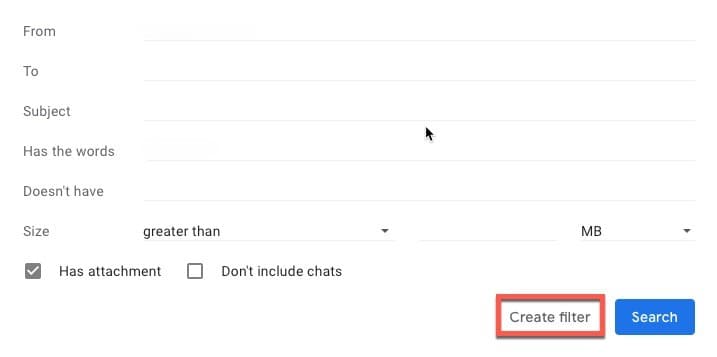 Creating a Gmail filter